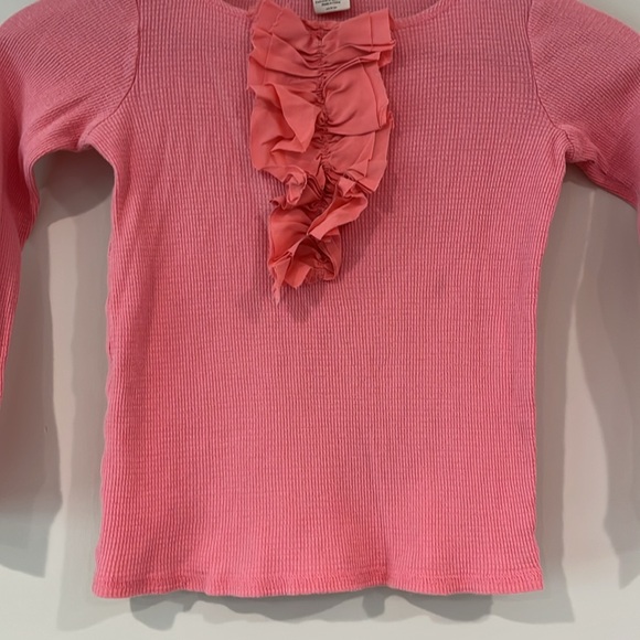 CREWCUTS Girls 6/7 Cotton Thermal Knit Long Sleeve Shirt Ruffle Front - Picture 3 of 6